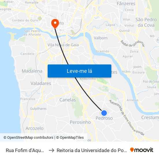 Rua Fofim d'Aquém to Reitoria da Universidade do Porto map