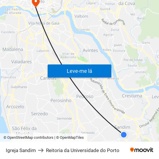 Igreja Sandim to Reitoria da Universidade do Porto map