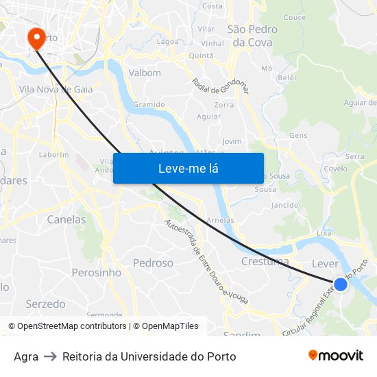 Agra to Reitoria da Universidade do Porto map