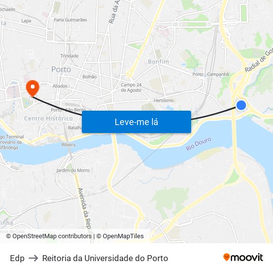 Edp to Reitoria da Universidade do Porto map