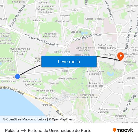 Palácio to Reitoria da Universidade do Porto map