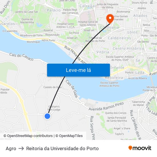 Agro to Reitoria da Universidade do Porto map