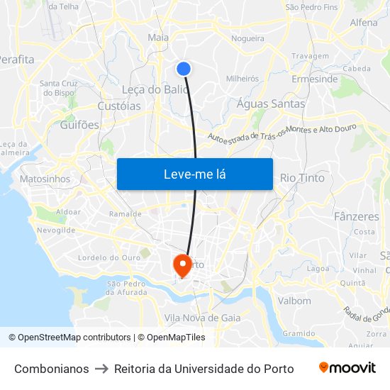 Combonianos to Reitoria da Universidade do Porto map