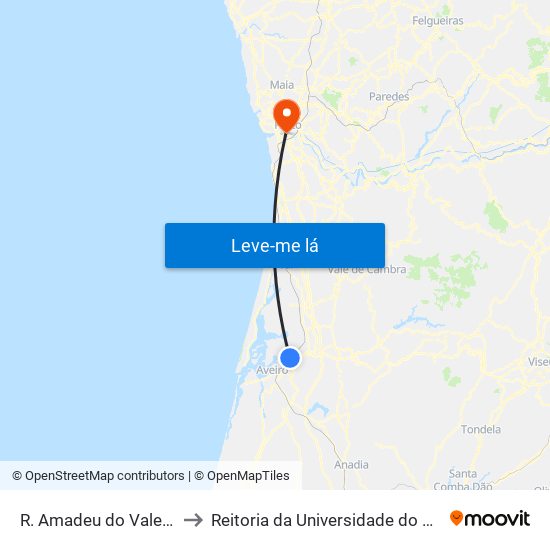 R. Amadeu do Vale 2 A to Reitoria da Universidade do Porto map