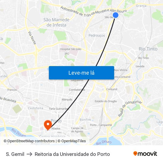 S. Gemil to Reitoria da Universidade do Porto map