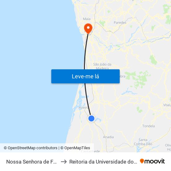 Nossa Senhora de Fátima to Reitoria da Universidade do Porto map