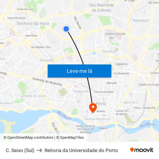 C. Seixo (Sul) to Reitoria da Universidade do Porto map