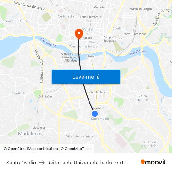 Santo Ovídio to Reitoria da Universidade do Porto map