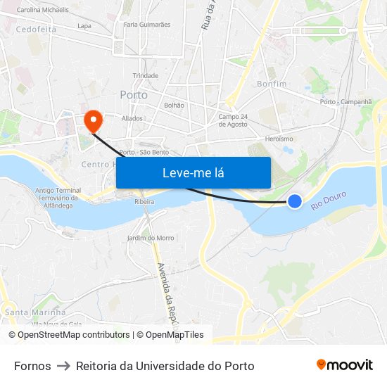 Fornos to Reitoria da Universidade do Porto map