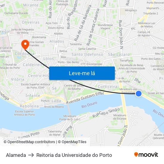 Alameda to Reitoria da Universidade do Porto map