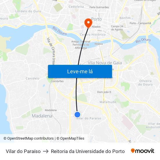 Vilar do Paraíso to Reitoria da Universidade do Porto map