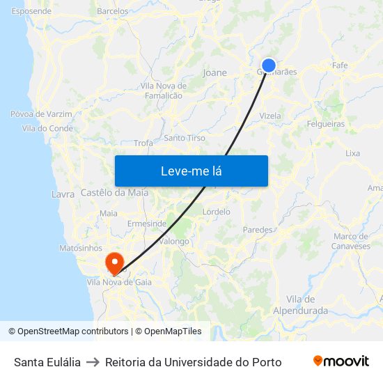 Santa Eulália to Reitoria da Universidade do Porto map