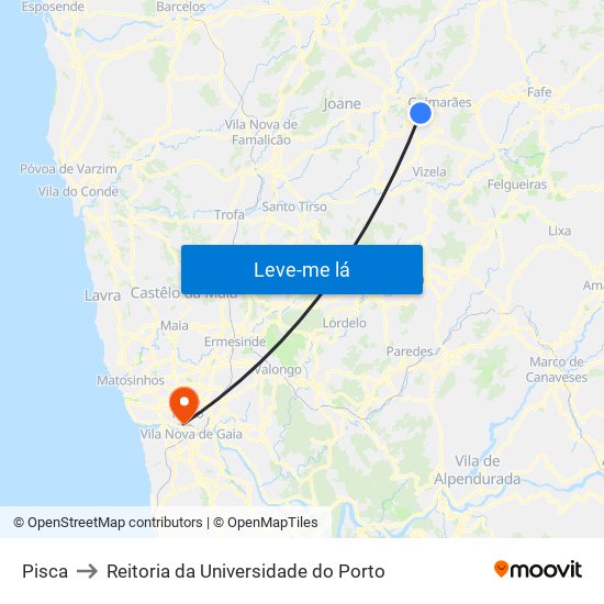 Pisca to Reitoria da Universidade do Porto map