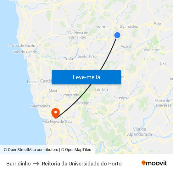 Barridinho to Reitoria da Universidade do Porto map