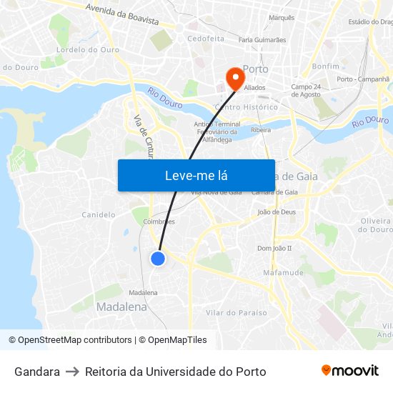 Gandara to Reitoria da Universidade do Porto map