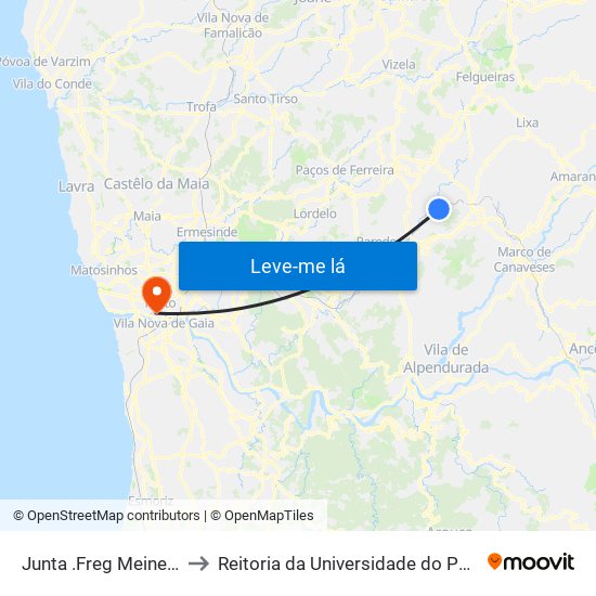 Junta .Freg Meinedo to Reitoria da Universidade do Porto map