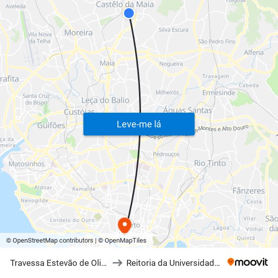 Travessa Estevão de Oliveira Maia to Reitoria da Universidade do Porto map