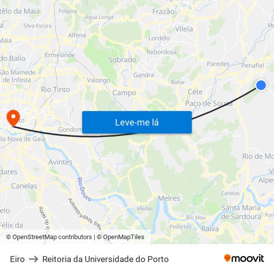 Eiro to Reitoria da Universidade do Porto map