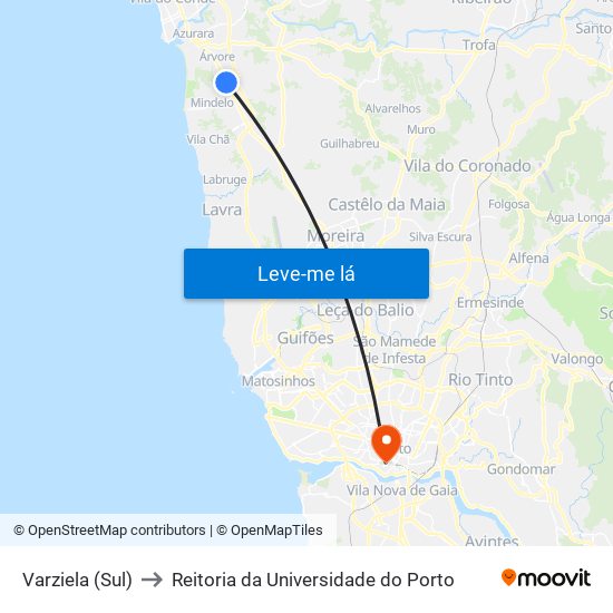 Varziela (Sul) to Reitoria da Universidade do Porto map