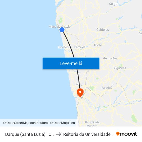 Darque (Santa Luzia) | Cais Novo to Reitoria da Universidade do Porto map