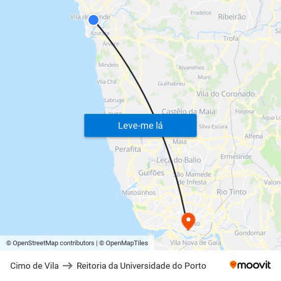 Cimo de Vila to Reitoria da Universidade do Porto map