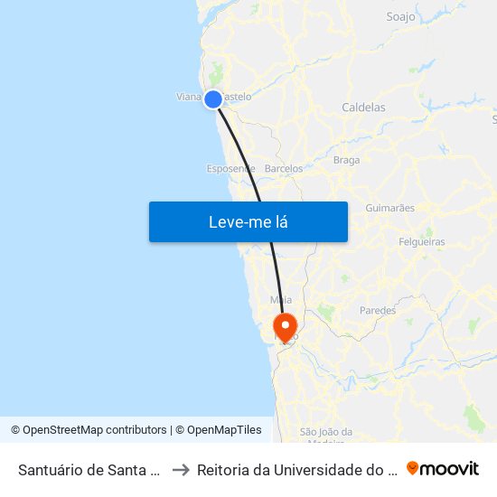 Santuário de Santa Luzia to Reitoria da Universidade do Porto map