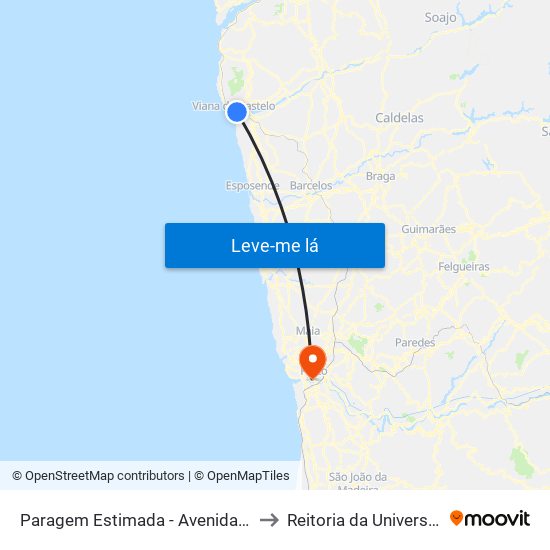 Paragem Estimada - Avenida Luís de Camões, 110 to Reitoria da Universidade do Porto map