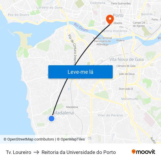 Tv. Loureiro to Reitoria da Universidade do Porto map