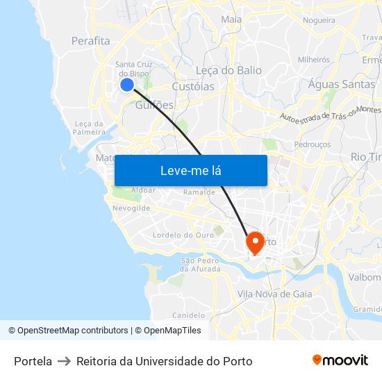 Portela to Reitoria da Universidade do Porto map