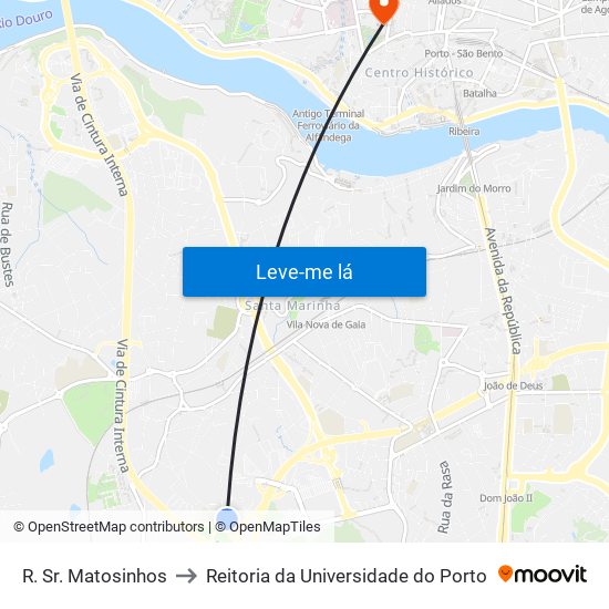 R. Sr. Matosinhos to Reitoria da Universidade do Porto map