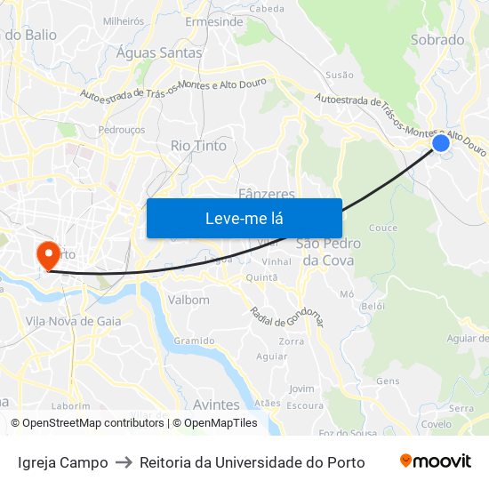 Igreja Campo to Reitoria da Universidade do Porto map