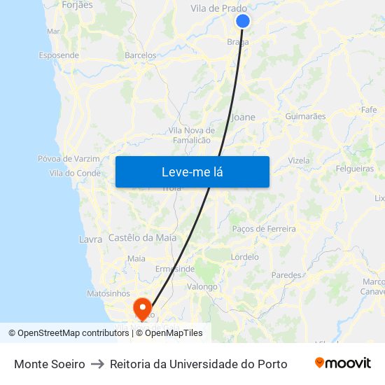 Monte Soeiro to Reitoria da Universidade do Porto map