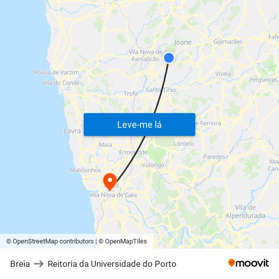 Breia to Reitoria da Universidade do Porto map