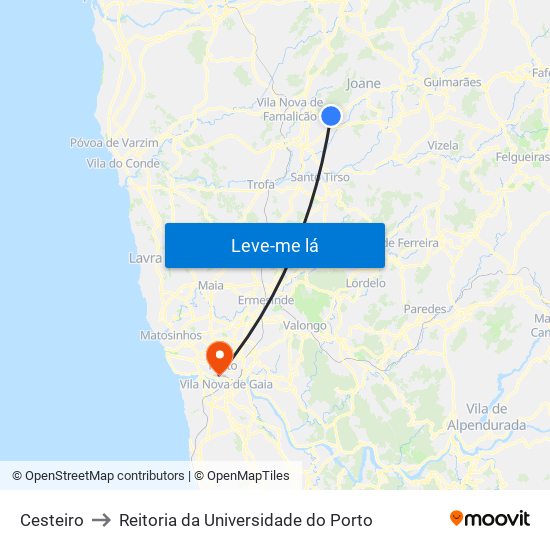 Cesteiro to Reitoria da Universidade do Porto map
