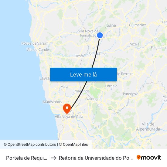 Portela de Requião to Reitoria da Universidade do Porto map