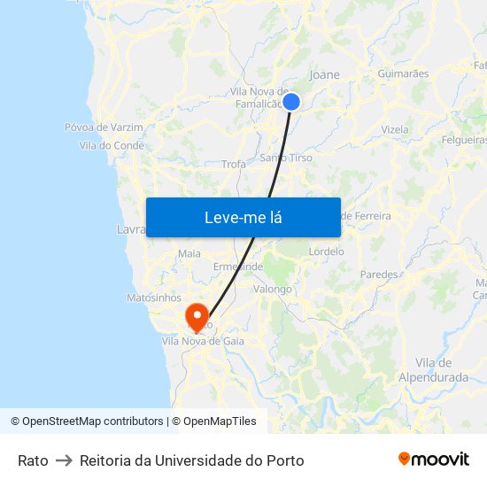 Rato to Reitoria da Universidade do Porto map