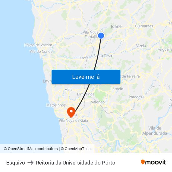 Esquivó to Reitoria da Universidade do Porto map