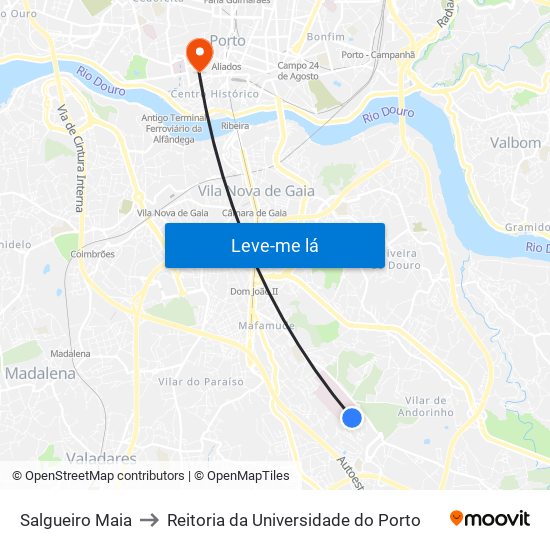 Salgueiro Maia to Reitoria da Universidade do Porto map