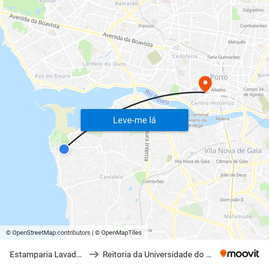 Estamparia Lavadores to Reitoria da Universidade do Porto map