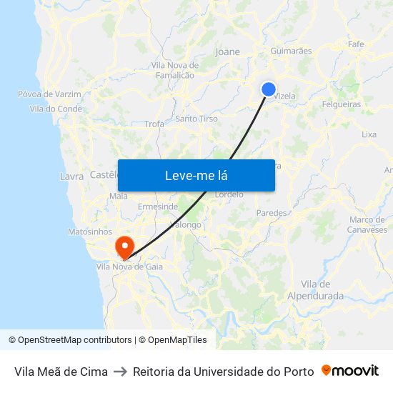 Vila Meã de Cima to Reitoria da Universidade do Porto map