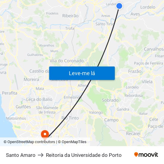 Santo Amaro to Reitoria da Universidade do Porto map