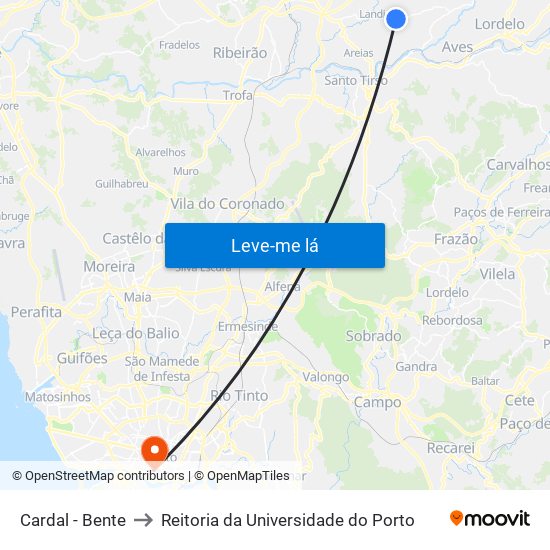 Cardal - Bente to Reitoria da Universidade do Porto map