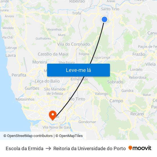 Escola da Ermida to Reitoria da Universidade do Porto map