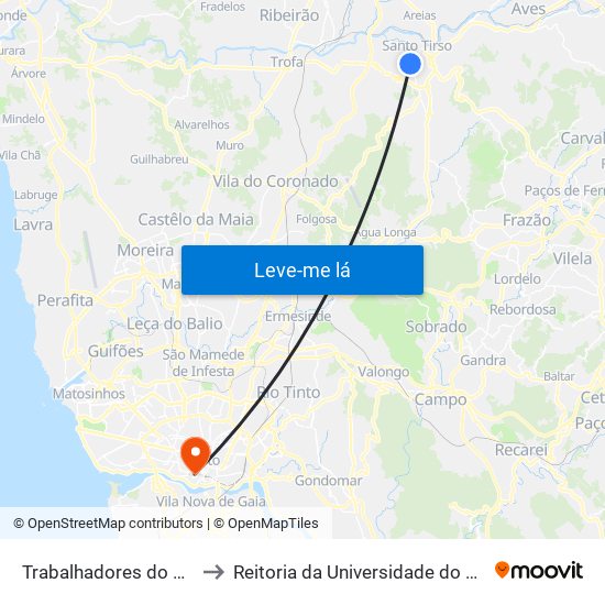 Trabalhadores do Arco to Reitoria da Universidade do Porto map