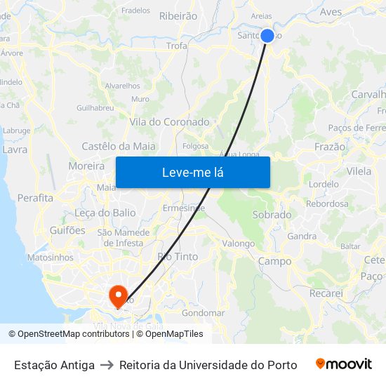 Estação Antiga to Reitoria da Universidade do Porto map