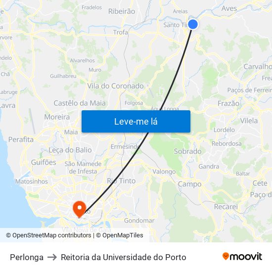 Perlonga to Reitoria da Universidade do Porto map