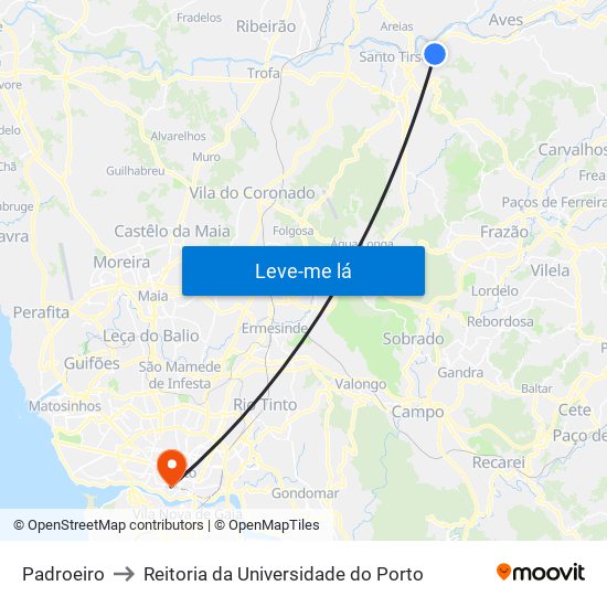 Padroeiro to Reitoria da Universidade do Porto map