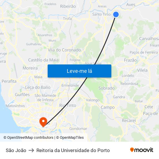 São João to Reitoria da Universidade do Porto map