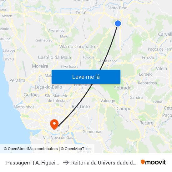 Passagem | A. Figueiredo 1 to Reitoria da Universidade do Porto map