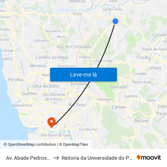 Av. Abade Pedrosa 2 to Reitoria da Universidade do Porto map